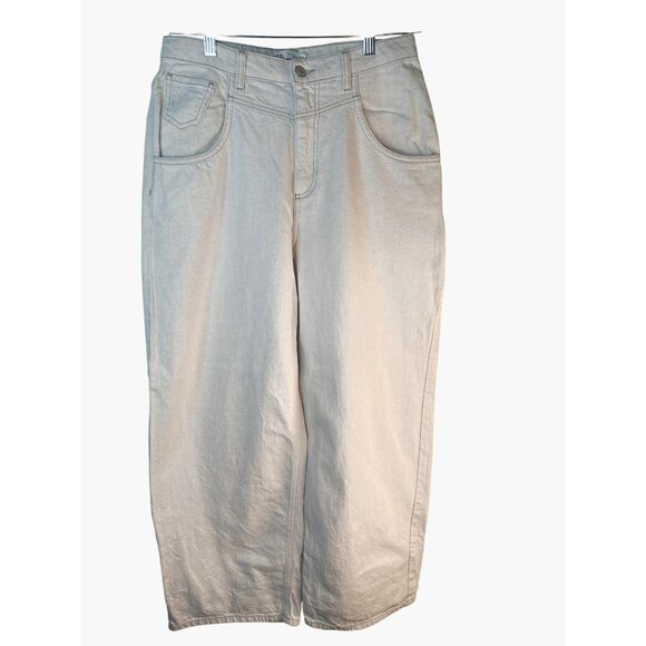 ZARA Linen Blend Small Wide Leg Pants Beige - Picture 1 of 15